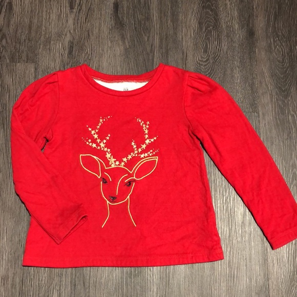 2-5Y Holiday Shirts: Burgundy & Gold Epic Threads Tunic, Gap Reindeer Sweatshirt - Picture 8 of 12